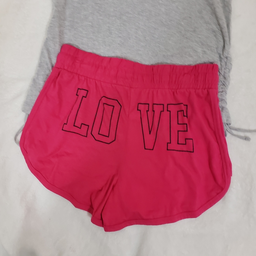 🆕2 Piece Love Pajamas Sleep Set Tank Shorts - Picture 3 of 7
